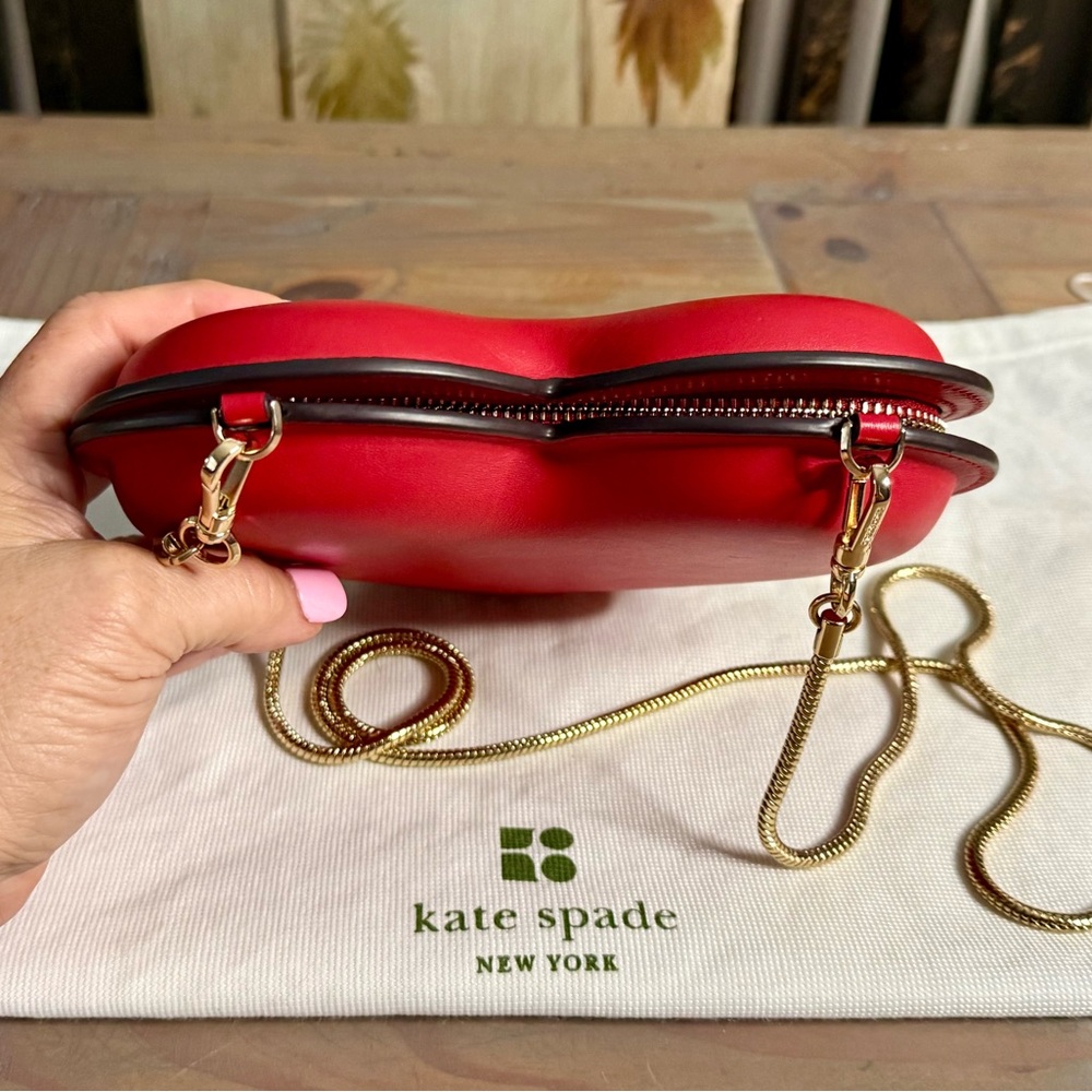 RARE Kate Spade Red Leather Heart Crossbody Shoulder Bag - Picture 4 of 10